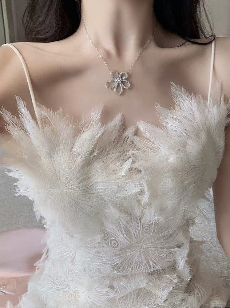 feathery mini dress
